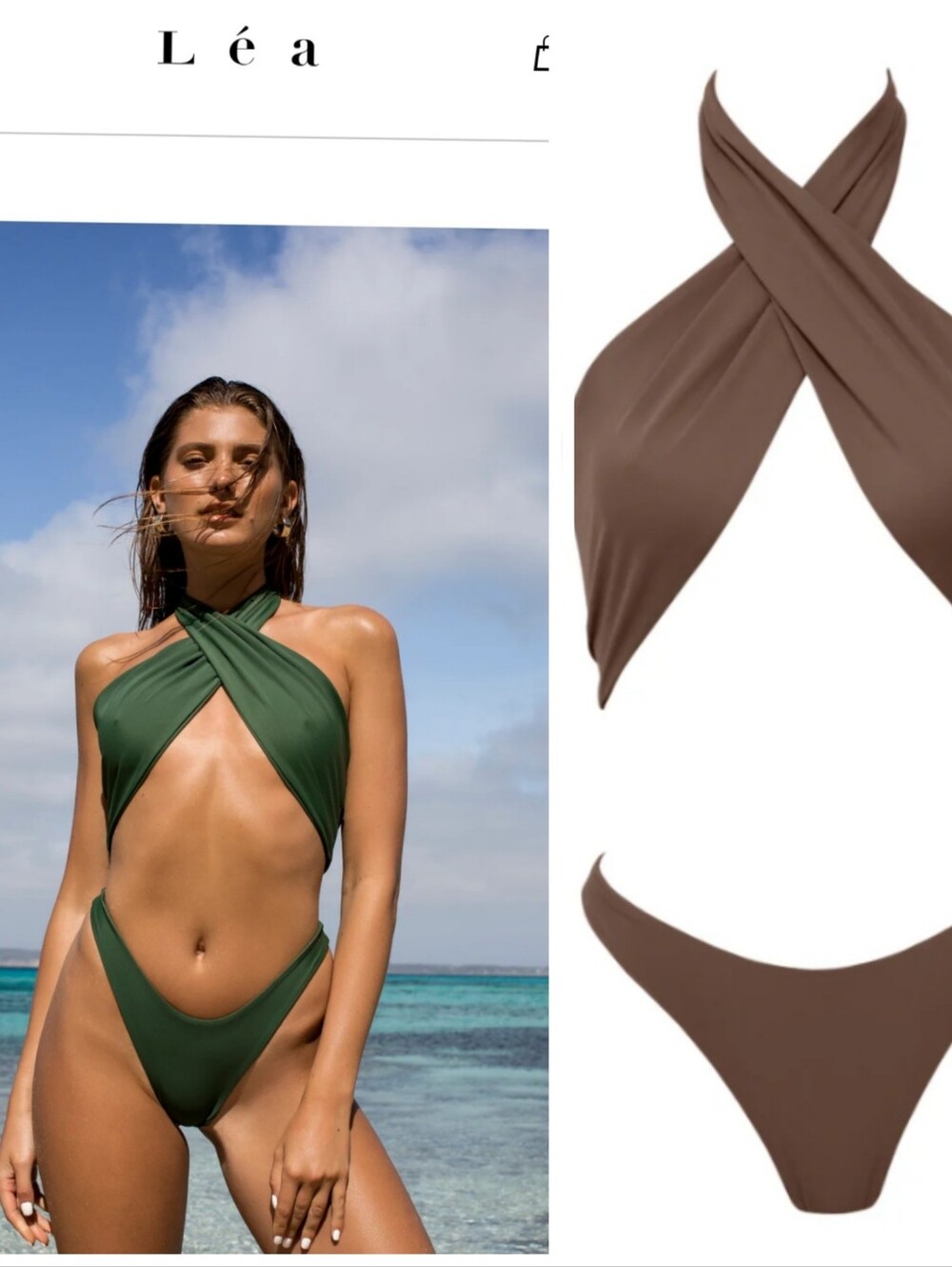 LEA The Brand Monroe Cafe Resort brown Luxury Cut Out Swimsuit Xs S